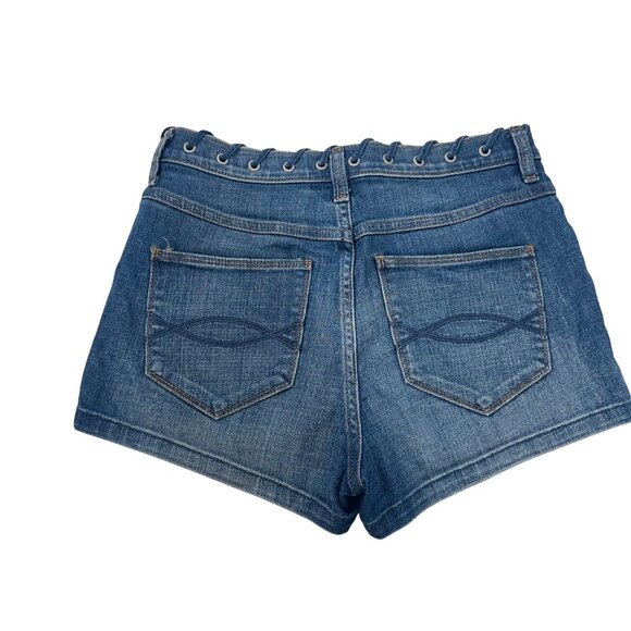 Abercrombie & Fitch Womens 6 High Rise Denim Short Shorts / Eyelet Waist Detail - Picture 9 of 11